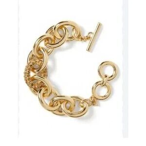 Banana Republic Shiny Gold Chunk Link Bracelet with Toggle